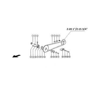 Koło łańcuchowe podw Z-20 1"/Z15 3/4" fi35mm wpust