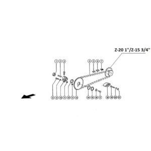 Koło łańcuchowe podw Z-20 1"/Z15 3/4" fi35mm wpust